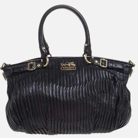 Coach Handbags - Coach Vintage Black Pleated Leather Sophia Madison Bag.